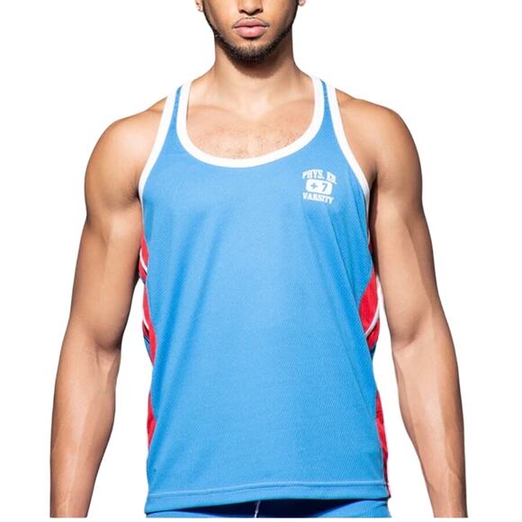 Andrew Christian Phys. Ed. Gym Varsity Tank Blue XL Extra Large - Picture 1 of 7